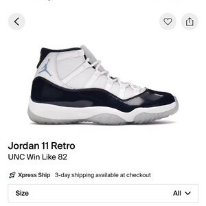 UNC Win like 82 jordan 11 retro